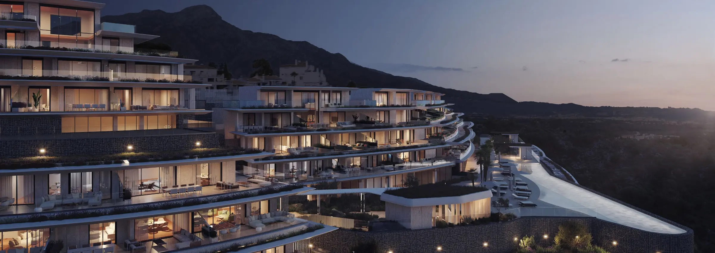 Azurean Marbella residences at dusk