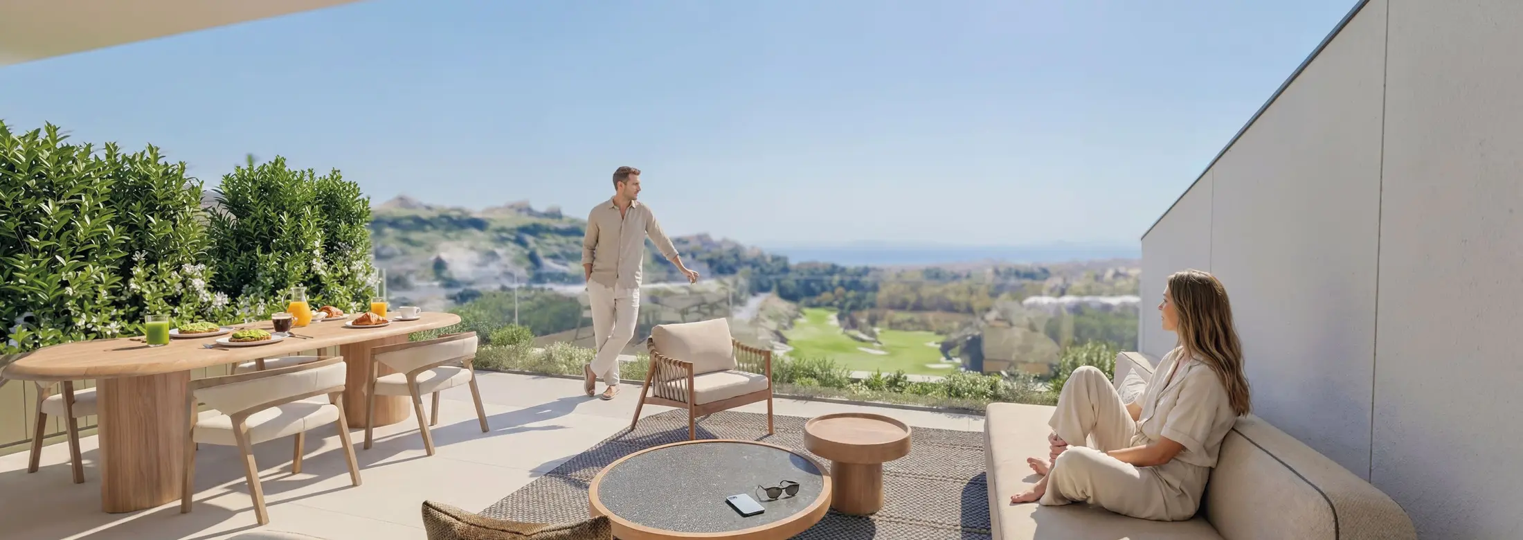 Private terrace overlooking the Benahavís landscape